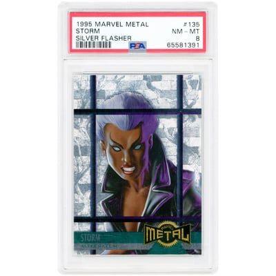 Storm 1995 Marvel Metal Silver Flasher Alternate Art #135 PSA Authenticated 8 Card