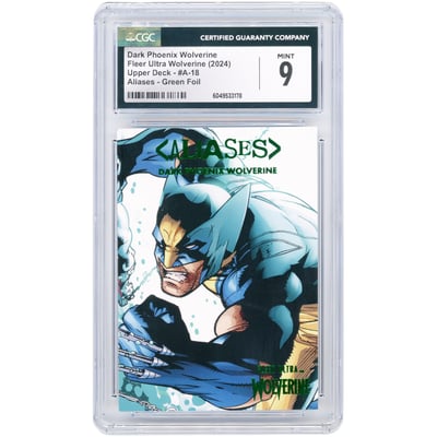 Wolverine 2024 Marvel Fleer Ultra Wolverine Aliases Green Foil #18 CGC Authenticated 9 Card