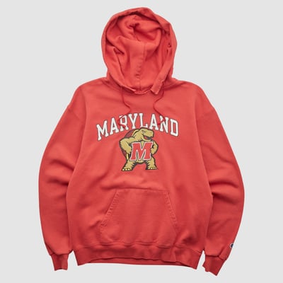 Maryland Terrapins Champion 2000s Hooded Pullover Sweatshirt - Red - XS by Fanatics Real Vintage