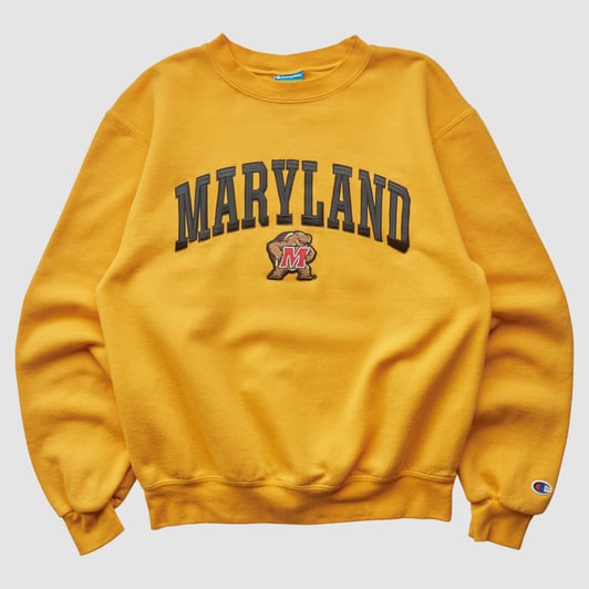 Maryland Terrapins Champion 2010s Pullover Sweatshirt - Yellow - XS by Fanatics Real Vintage