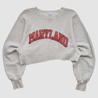 Maryland Terrapins Champion 80s Pullover Sweatshirt - Heather Gray - S by Fanatics Real Vintage
