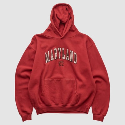 Maryland Terrapins Old Varsity Brand 2000s Hooded Pullover Sweatshirt - Red - XS by Fanatics Real Vintage