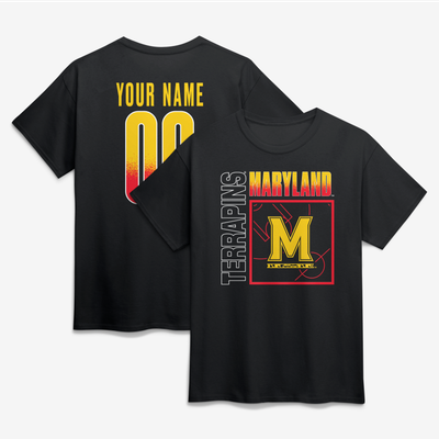 Maryland Terrapins  Home Court Pop Personalized Any Name & Number T-Shirt - Black