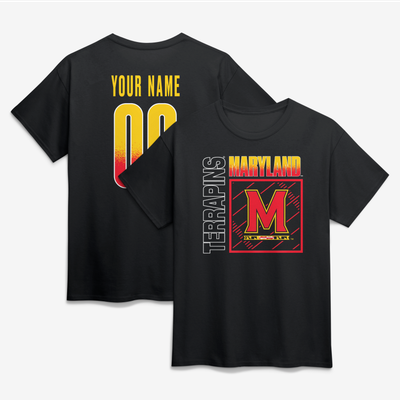 Maryland Terrapins  Home Field Pop Personalized Any Name & Number T-Shirt - Black