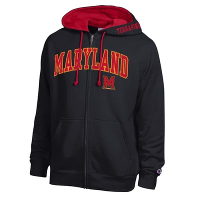Maryland Terrapins Champion Arch Logo Full-Zip Fleece Hoodie - Black