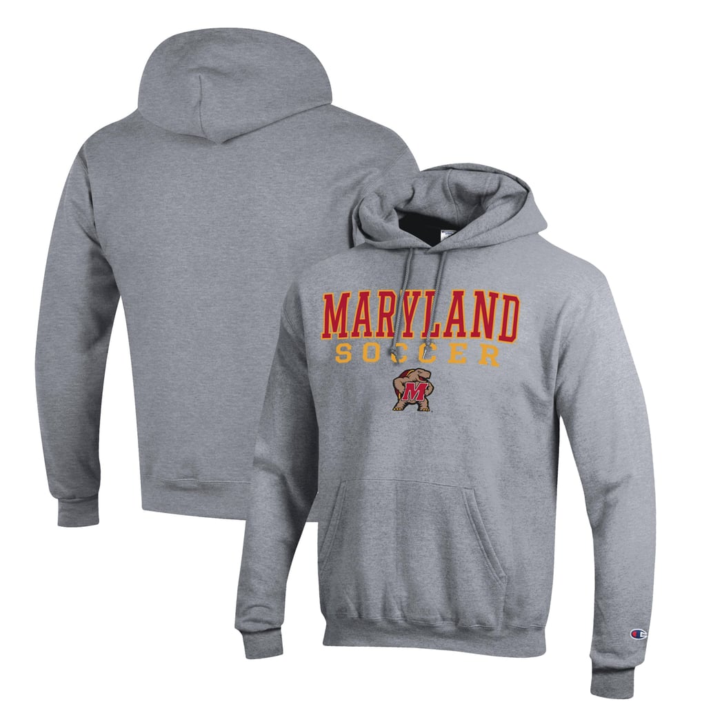 Maryland Terrapins Champion Soccer Stack Logo Powerblend Pullover Hoodie - Gray