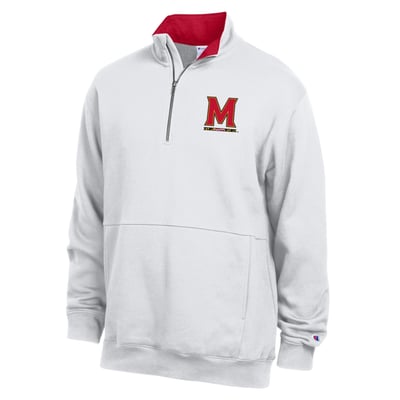  Maryland Terrapins Champion Fleece Quarter-Zip Pullover - White
