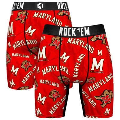  Maryland Terrapins Rock Em All Over Logo Boxer Briefs - Red