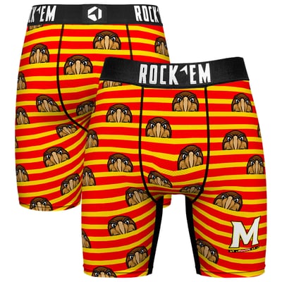  Maryland Terrapins Rock Em Mascot Stripes Boxer Briefs - Red