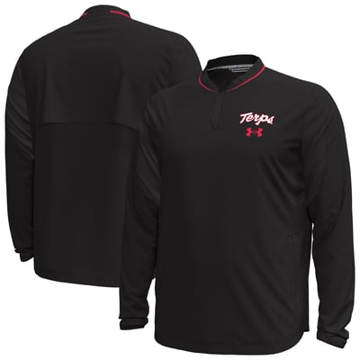 Maryland Terrapins Under Armour 2026 Sideline Motivate Woven Quarter-Zip Long Sleeve Pullover - Black