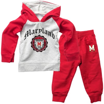 Maryland Terrapins Wes & Willy Toddler Raglan Hoodie & Sweatpants Set - Gray/Red