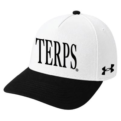 Maryland Terrapins Under Armour Unisex Blitzing Accent 5-Panel Iso-Chill Adjustable Hat - White
