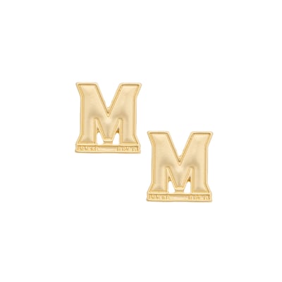 Maryland Terrapins CANVAS Style Women's 24K Gold Plated Logo Stud Earrings - Gold