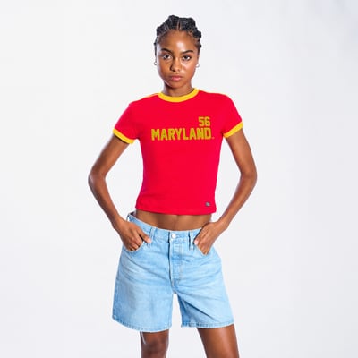  Maryland Terrapins Hype and Vice Women's Cropped Goalie Baby T-Shirt - Red