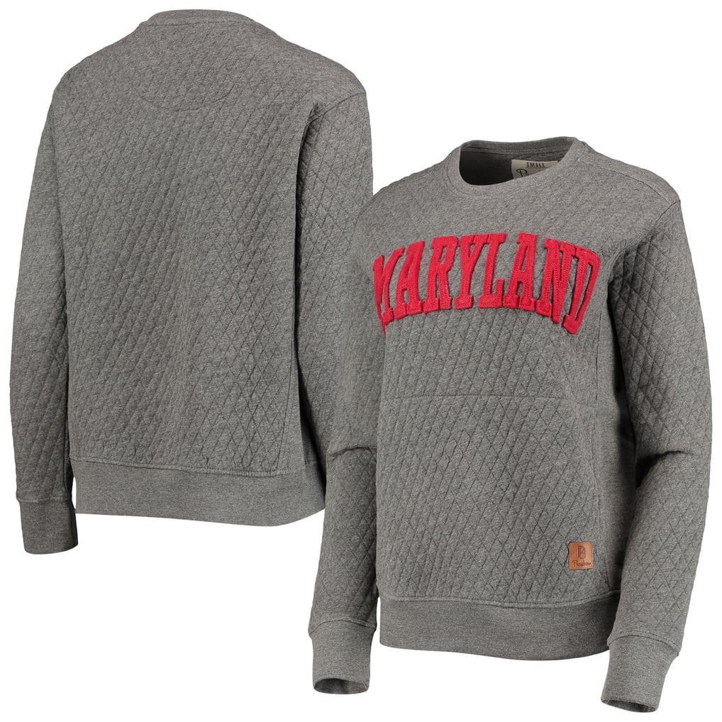 Maryland Terrapins Pressbox Women's Moose Quilted Pullover Sweatshirt - Heather Charcoal