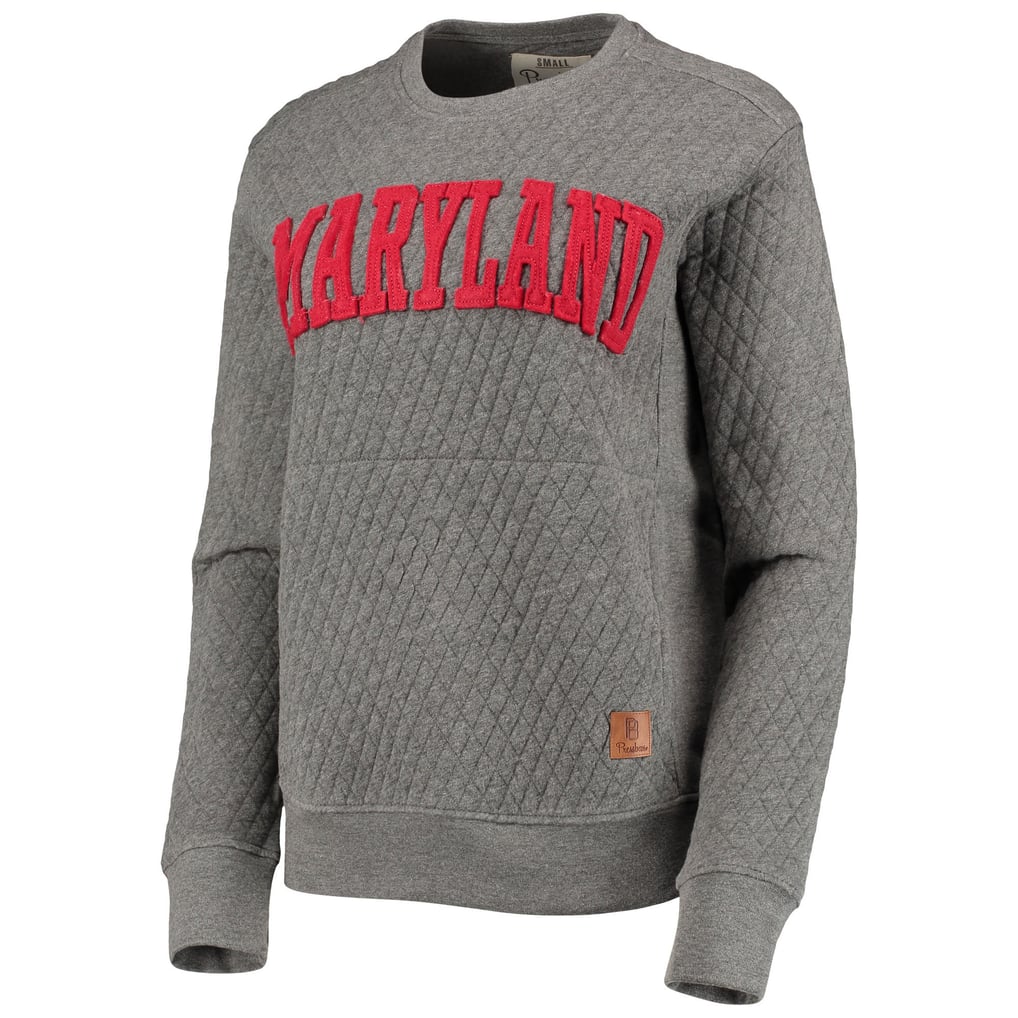 Maryland Terrapins Pressbox Women's Moose Quilted Pullover Sweatshirt - Heather Charcoal