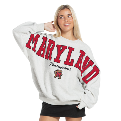 Maryland Terrapins Pressbox Women's Flannigan Oversized Fleece Sweatshirt - Heather Gray