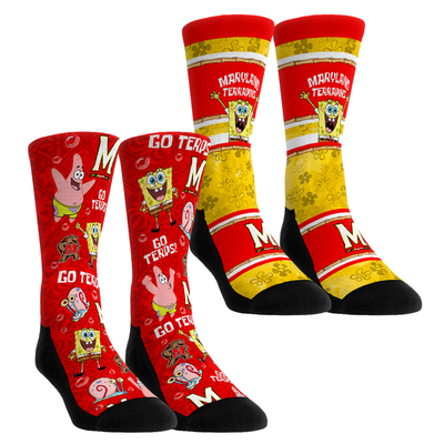  Maryland Terrapins Rock Em Youth SpongeBob SquarePants Two-Pack Crew Socks Set - Red
