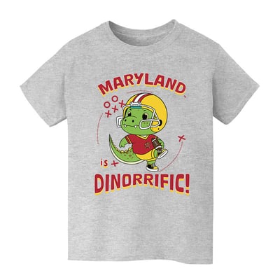 Maryland Terrapins Vive La Fete Youth Dinorrific T-Shirt - Gray