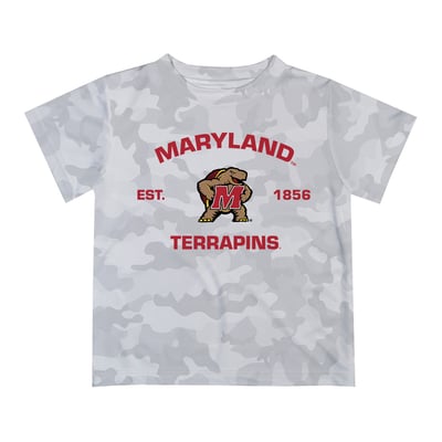  Maryland Terrapins Vive La Fete Youth Est. Date Camo T-Shirt - Gray