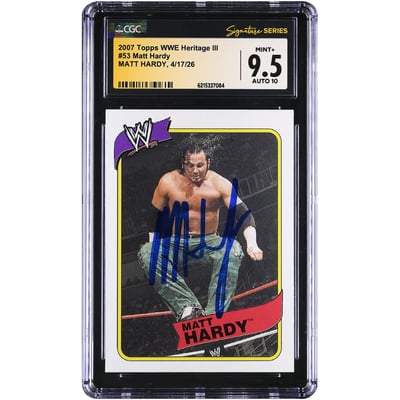 Matt Hardy WWE Autographed 2007 Topps Heritage III #53 CGC Fanatics Witnessed Authenticated 9.5/10 Card