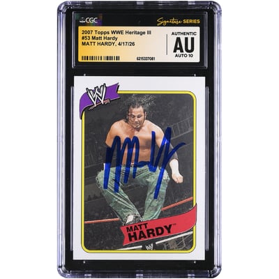 Matt Hardy WWE Autographed 2007 Topps Heritage III #53 CGC Fanatics Witnessed Authenticated AUTO 10 Card
