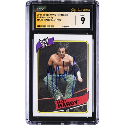 Matt Hardy WWE Autographed 2007 Topps Heritage III #53 CGC Fanatics Witnessed Authenticated MINT 9 Card