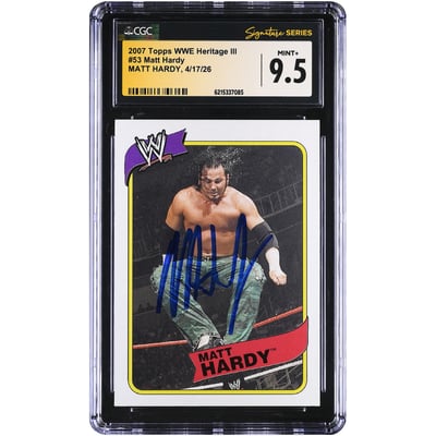 Matt Hardy WWE Autographed 2007 Topps Heritage III #53 CGC Fanatics Witnessed Authenticated MINT+ 9.5 Card