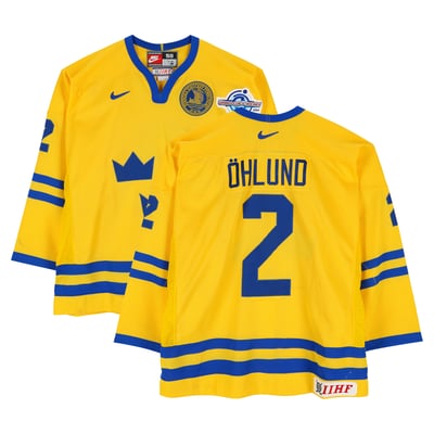 Mattias Ohlund Team Sweden Fanatics Authentic Game-Used #2 Yellow Nike Jersey vs. Team Finland on September 4 during the 2004 World Cup of Hockey