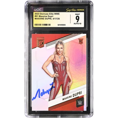 Maxxine Dupri WWE Autographed 2023 Donruss Elite #91 CGC Fanatics Witnessed Authenticated 9/10 Rookie Card