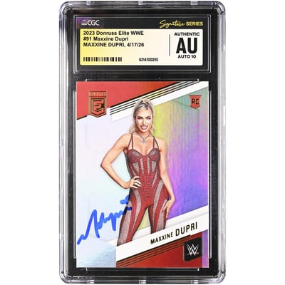 Maxxine Dupri WWE Autographed 2023 Donruss Elite #91 CGC Fanatics Witnessed Authenticated AUTO 10 Rookie Card