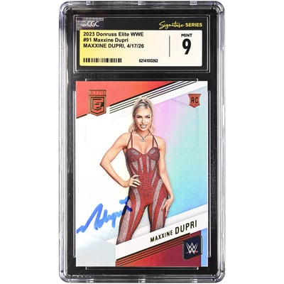 Maxxine Dupri WWE Autographed 2023 Donruss Elite #91 CGC Fanatics Witnessed Authenticated MINT 9 Rookie Card