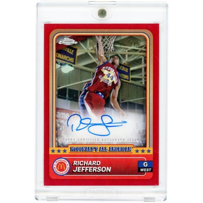 Richard Jefferson Autographed 2024 Topps Chrome McDonald's All American Red Refractor #36 #1/5 Card