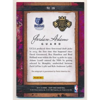 2014-15 Court Kings Remarkable Rookies Signatures #19 Jordan Adams