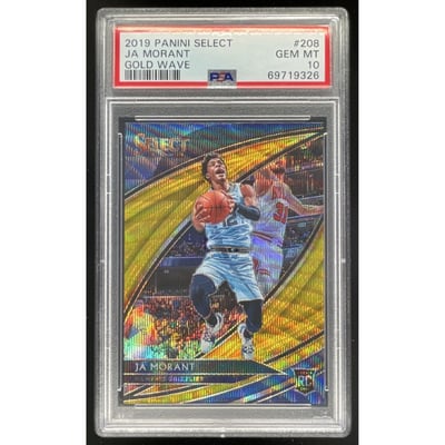 2019-20 Panini Select Gold Wave Prizms #208 Ja Morant RC Courtside PSA 10