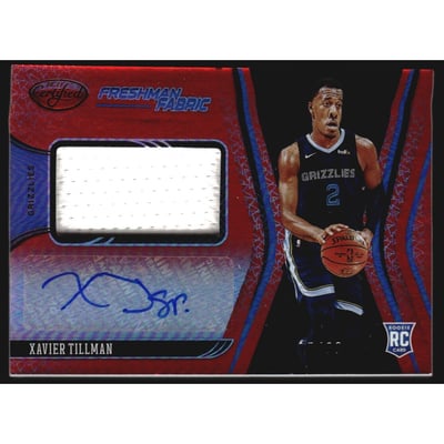 2020-21 Certified Freshman Fabric Signatures Red #6 Xavier Tillman