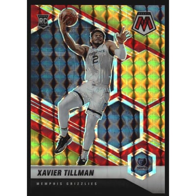2020-21 Panini Mosaic Mosaic Choice Fusion Red and Yellow #213 Xavier Tillman