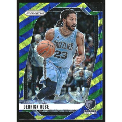 2024-25 Panini Prizm Prizms Choice Blue Yellow and Green #53 Derrick Rose