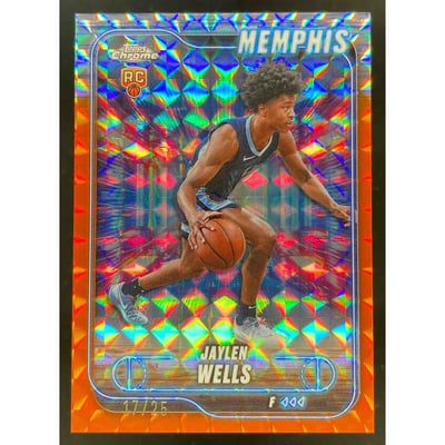 2024-25 Topps Chrome Orange Geometric Refractor #185 Jaylen Wells RC /25