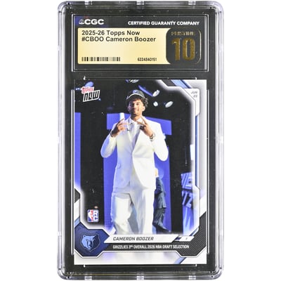 Cameron Boozer Memphis Grizzlies 2025-26 Topps Now Grizzlies 3rd Overall 2026 NBA Draft Selection #CBOO CGC Authenticated PRISTINE 10 Rookie Card
