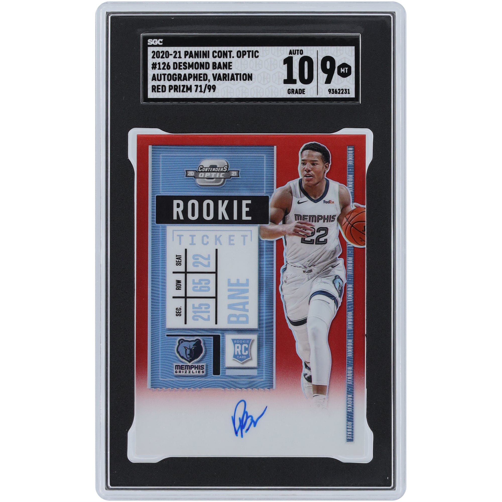 Desmond Bane Memphis Grizzlies Autographed 2020-21 Panini 