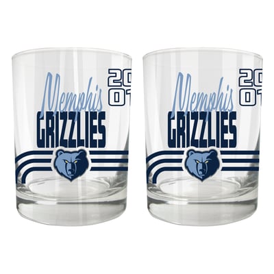 Memphis Grizzlies Two-Piece 12oz. Heritage Rocks Glass Set