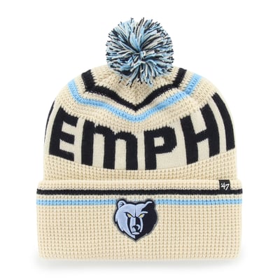 Memphis Grizzlies '47 Quattrle Cuffed Knit Hat with Pom - Natural