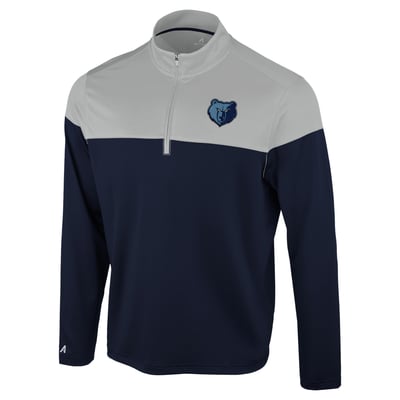 Memphis Grizzlies Antigua Hinder Quarter-Zip Pullover - Navy/Gray