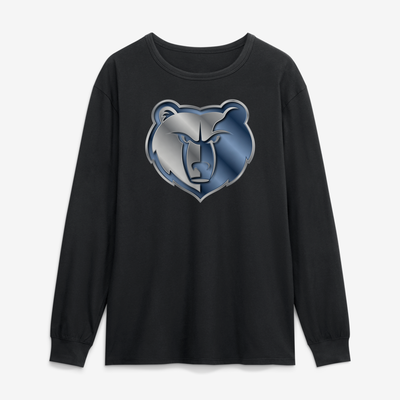 Memphis Grizzlies  Metallic Mascot Long Sleeve T-Shirt - Black