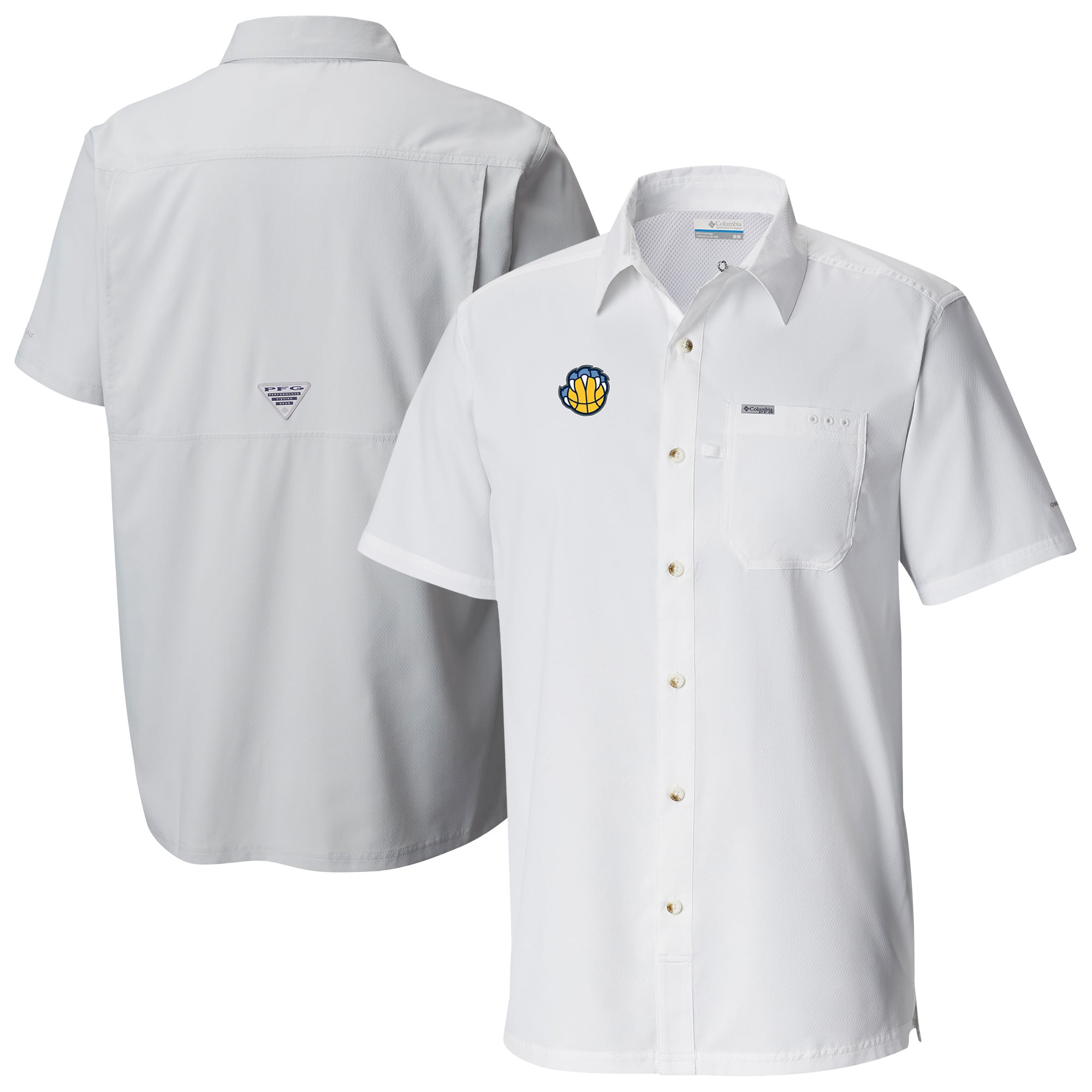 Slack Card Memphis Grizzlies Columbia Men's Slack Tide Camp Button-Up Shirt - White