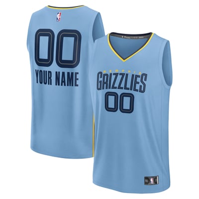 Memphis Grizzlies Fanatics Fast Break Custom Jersey - Statement Edition - Light Blue