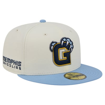 Memphis Grizzlies New Era Deceptor 59FIFTY Fitted Hat - Cream/Light Blue