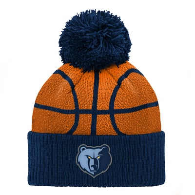 Memphis Grizzlies Preschool Basketball Head Cuffed Knit Hat with Pom - Navy