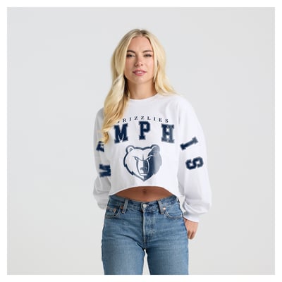 Memphis Grizzlies Fanatics Women's Spirit Jersey Cropped Crew Neck Sweatshirt - White